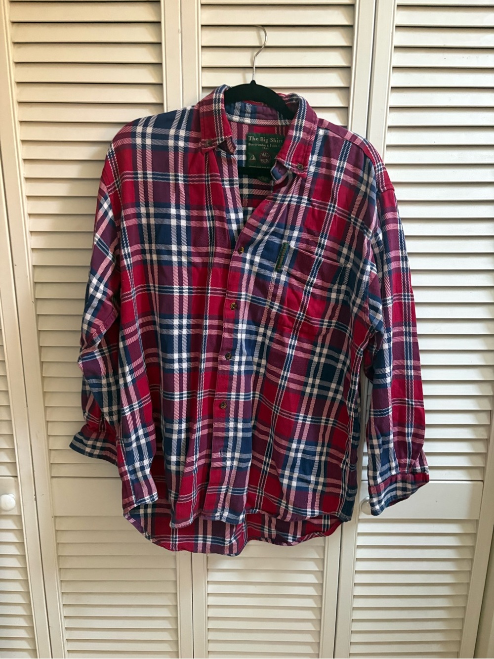 Vintage 1980s Men’s Red & Blue Plaid Button-Up Shirt